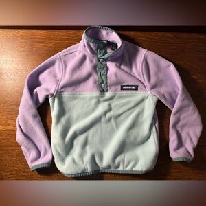 Lands' End Purple Green Kids Fleece Top~1/4 Zip Pullover~Size XS 4-5